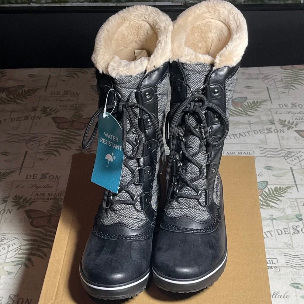 JBU‎ by Jambu Chilly Water Resistant Black Herringbone Winter Snow Boots